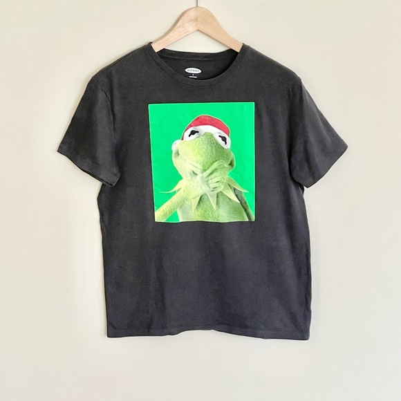 Old Navy The Muppets Kermit The Frog Christmas Holiday Gray T Shirt Adult Small - Picture 2 of 6